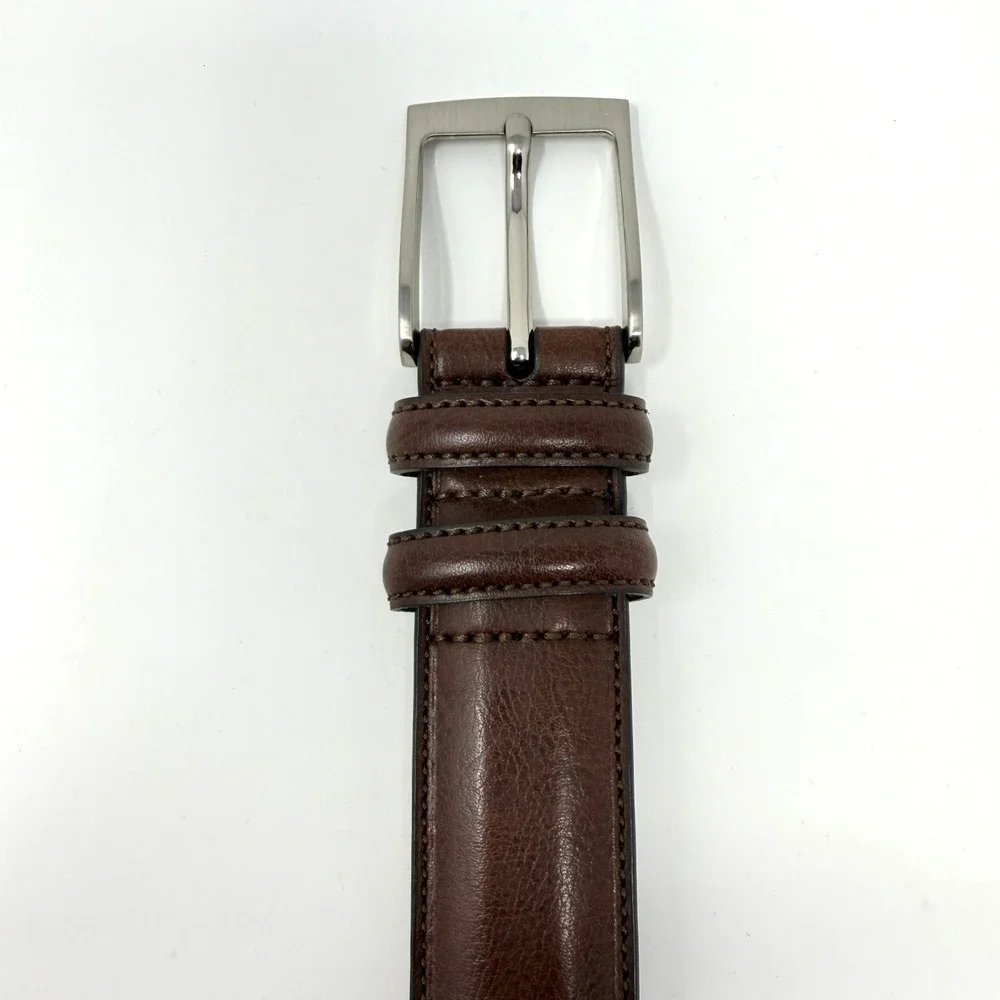 Perry Ellis Portfolio HC Milled Leather Belt Mens Size 48 Brown Big Tall NWT